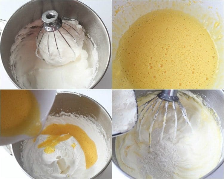 Step by step collage on how to make yellow sponge cake recipe. 