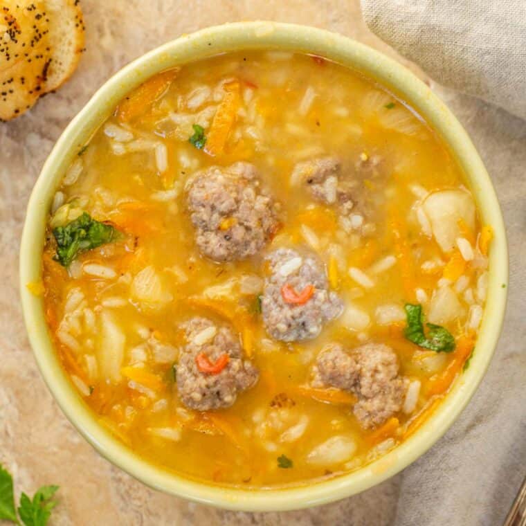 Meatball Rice Soup Recipe - Valentina's Corner