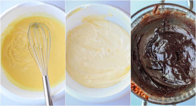 Step by step collage on how to make homemade vanilla pudding custard cream for éclair cake. 
