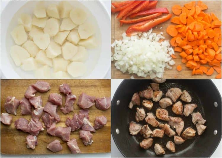 How to prepare all the ingredients for braised potatoes. 