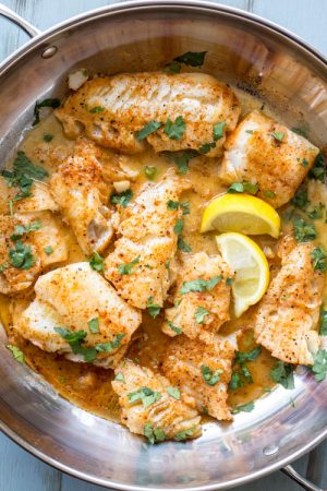 Buttered Cod Fish in Skillet (VIDEO) - Valentina's Corner
