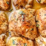 Baked Chicken Thighs topped with parsley.