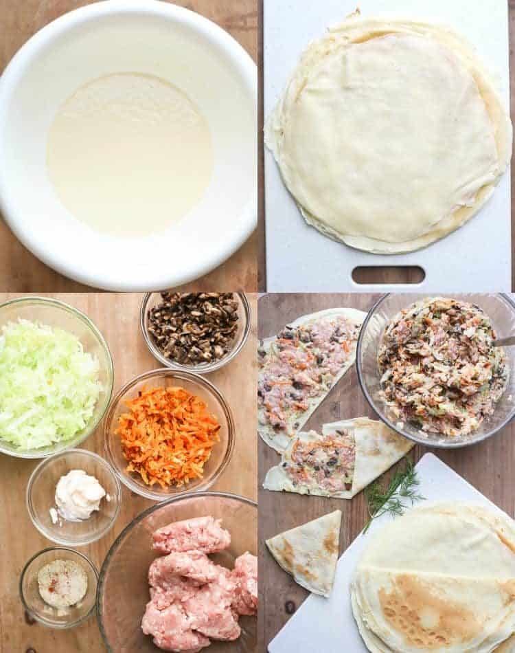 Step by step on how to make savory crepes.