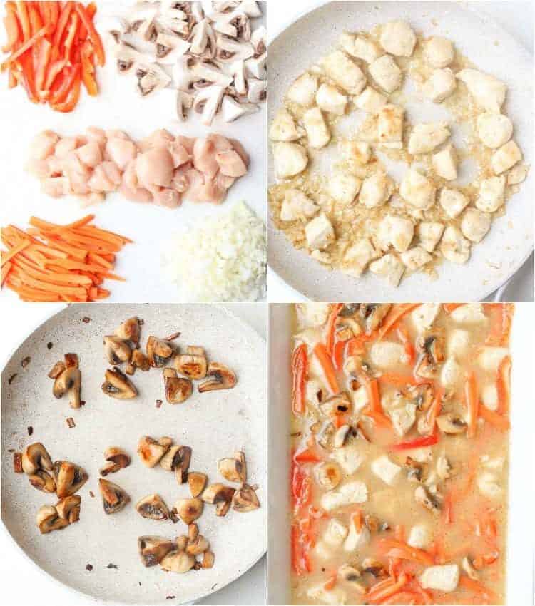 Step by step on how to make Oven Baked Chicken and Rice with Vegetables.