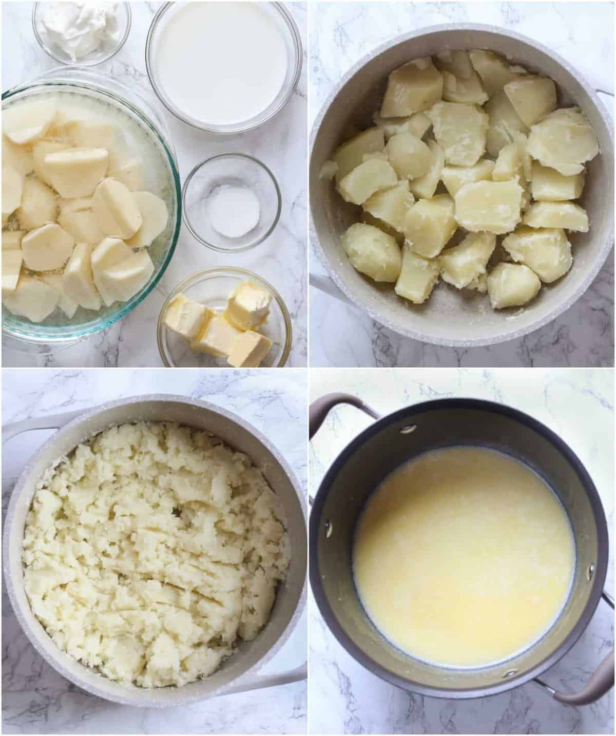 Step by step pictures of how to make mashed potatoes.