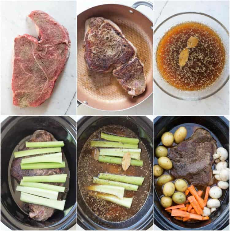 Step by step pictures of how to prepare and make slow cooker beef chuck recipe.