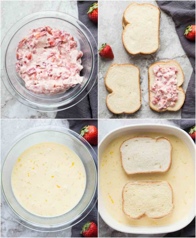 How to make french toast with a strawberry cheesecake filling.