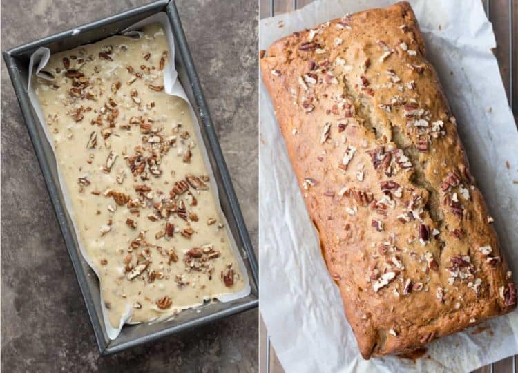 How to make easy banana bread recipe with pecans.