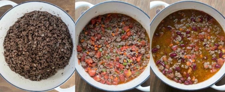 How to make easy chili recipe, how to cook ground beef, how to cook vegetables and how to make chili.