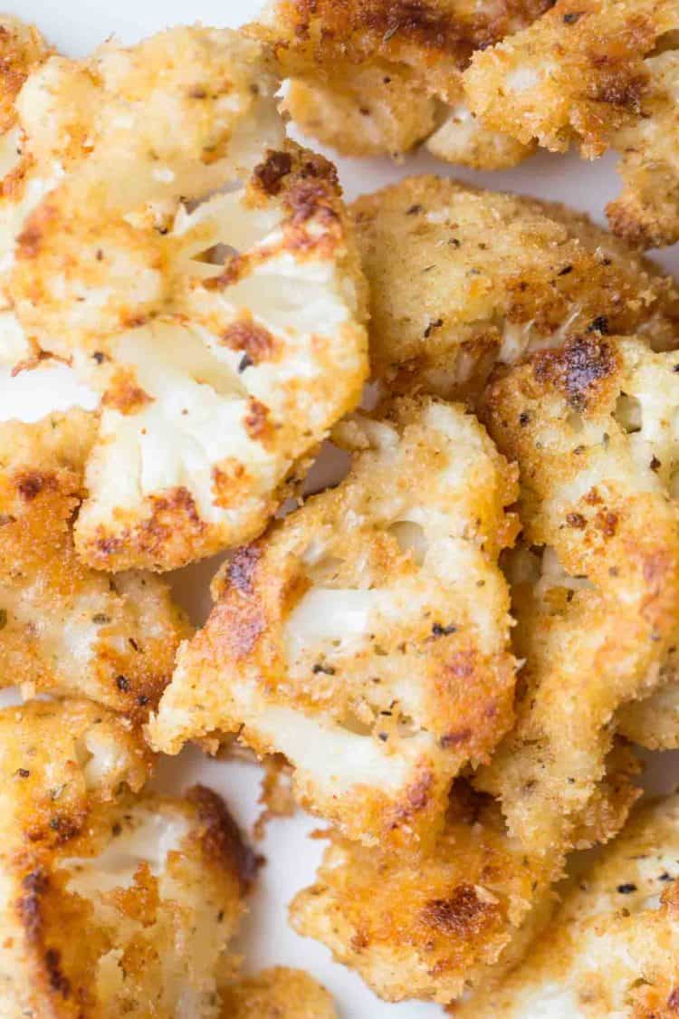 Crunchy oven baked cauliflower in a bowl.