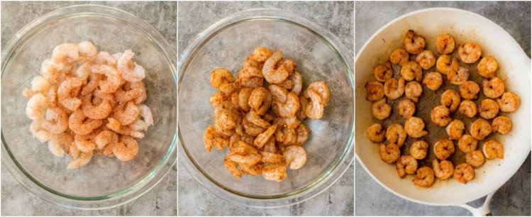 How to make shrimp tacos with shrimp, a homemade cilantro lime dressing and cabbage slaw. 