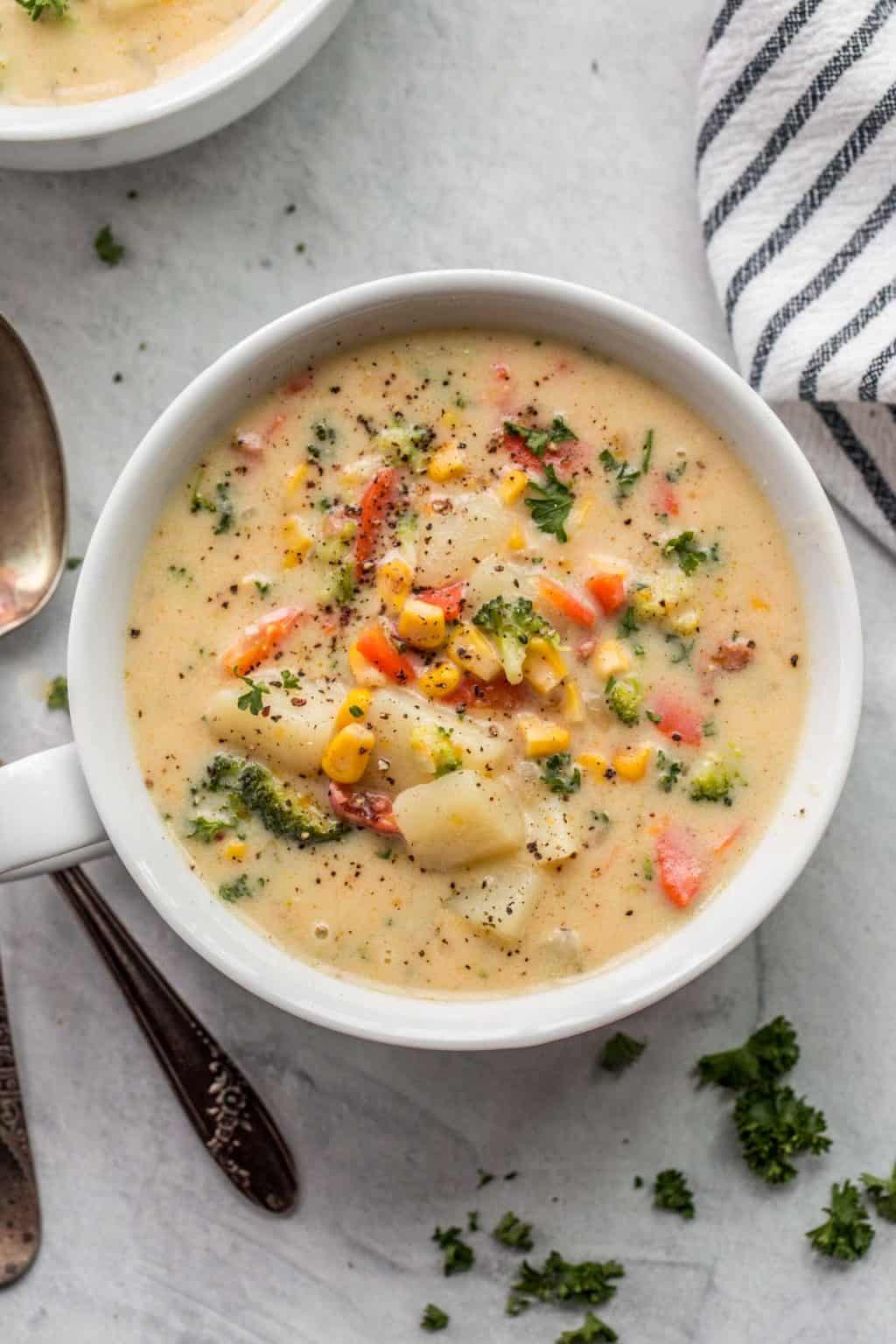 creamy chicken vegetable soup recipe - setkab.com