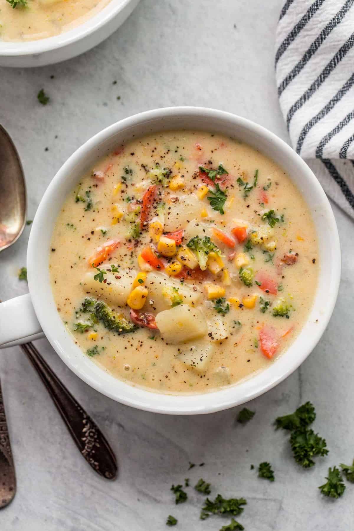 Slow Cooker Creamy Vegetable Soup with RECIPE VIDEO