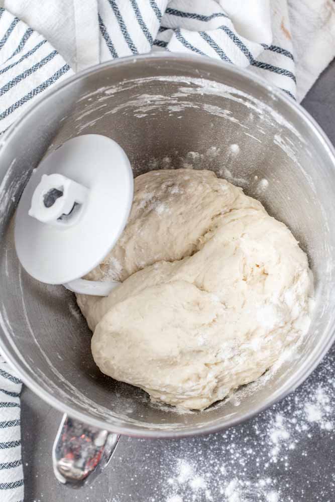 A mixing bowl with the piroshki dough.