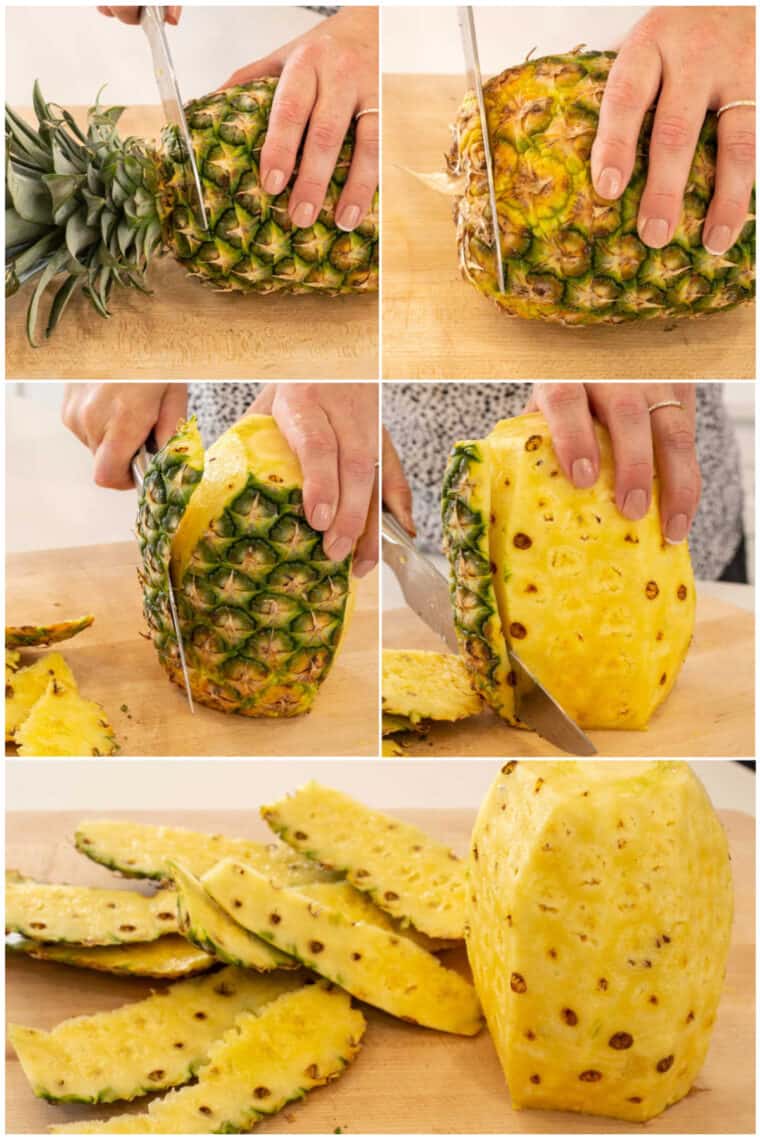 Step by step tutorial of how to clean and prep a pineapple. 