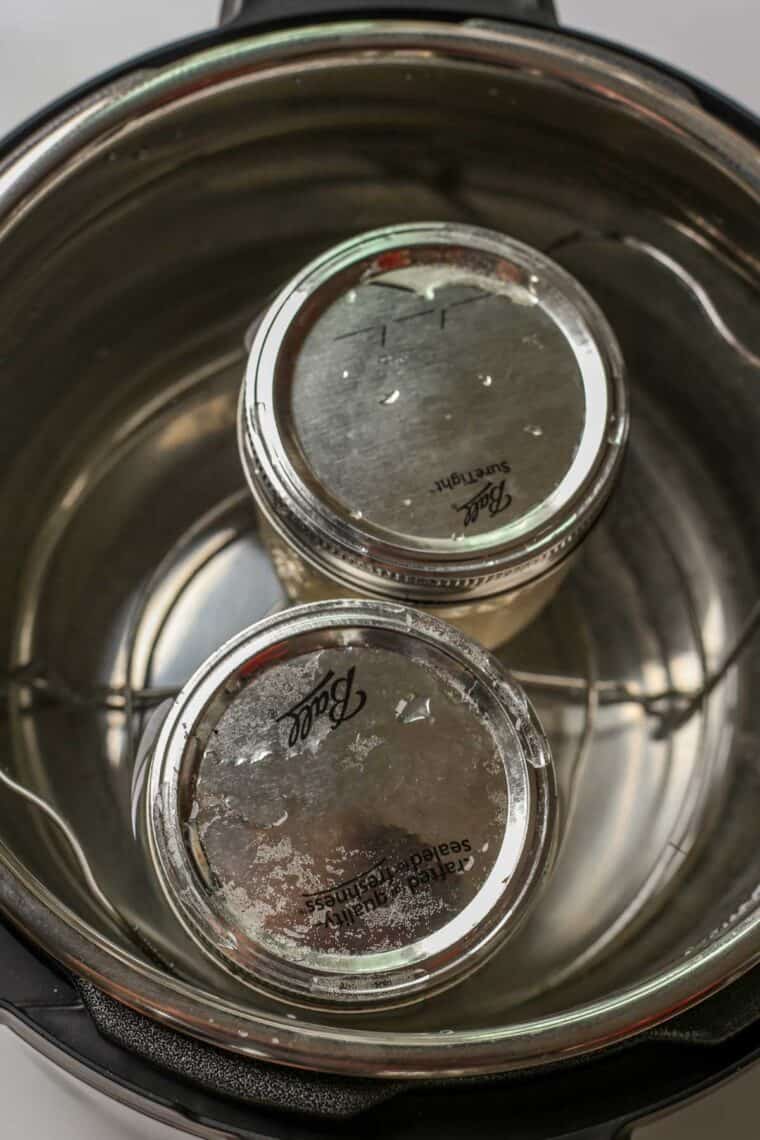 Dulce de leche in mason jars in the instant pot. 