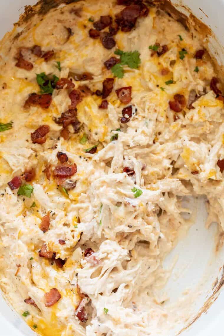 An easy recipe for homemade ranch chicken in a crock pot! The recipe is amazing and loaded with so much flavor, perfect for busy dinners. 