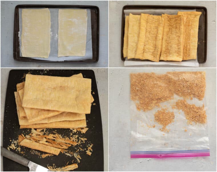 Collage how to bake puff pastry sheets.