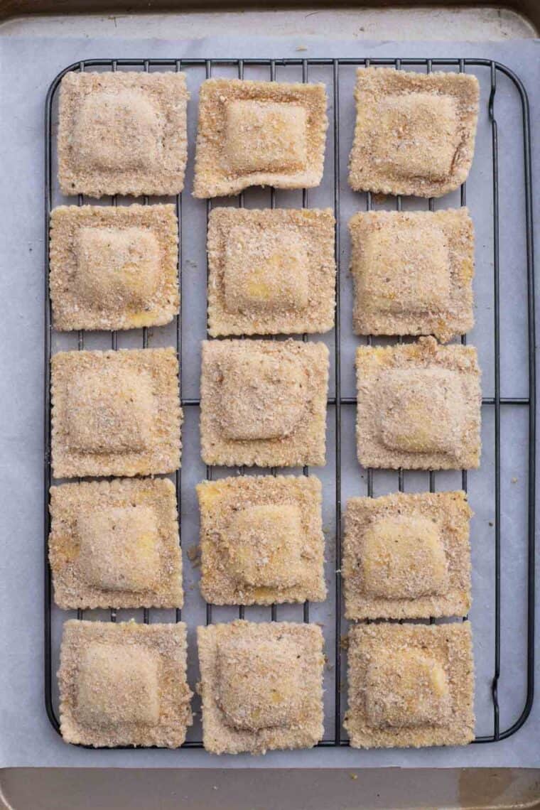 Uncooked cheese Ravioli ready to be cooked.