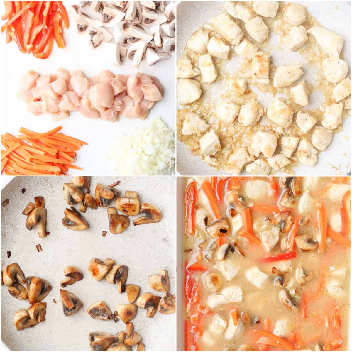 Step by step image collage on how to make baked chicken and rice.