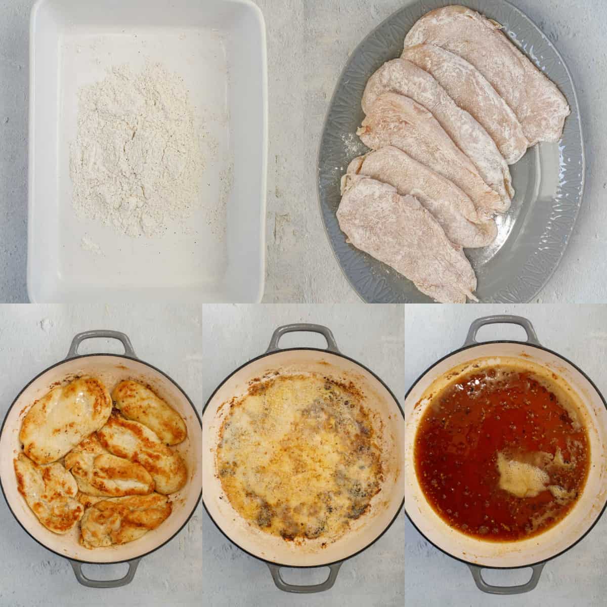 Step-by-step image collage of how to make honey chicken.