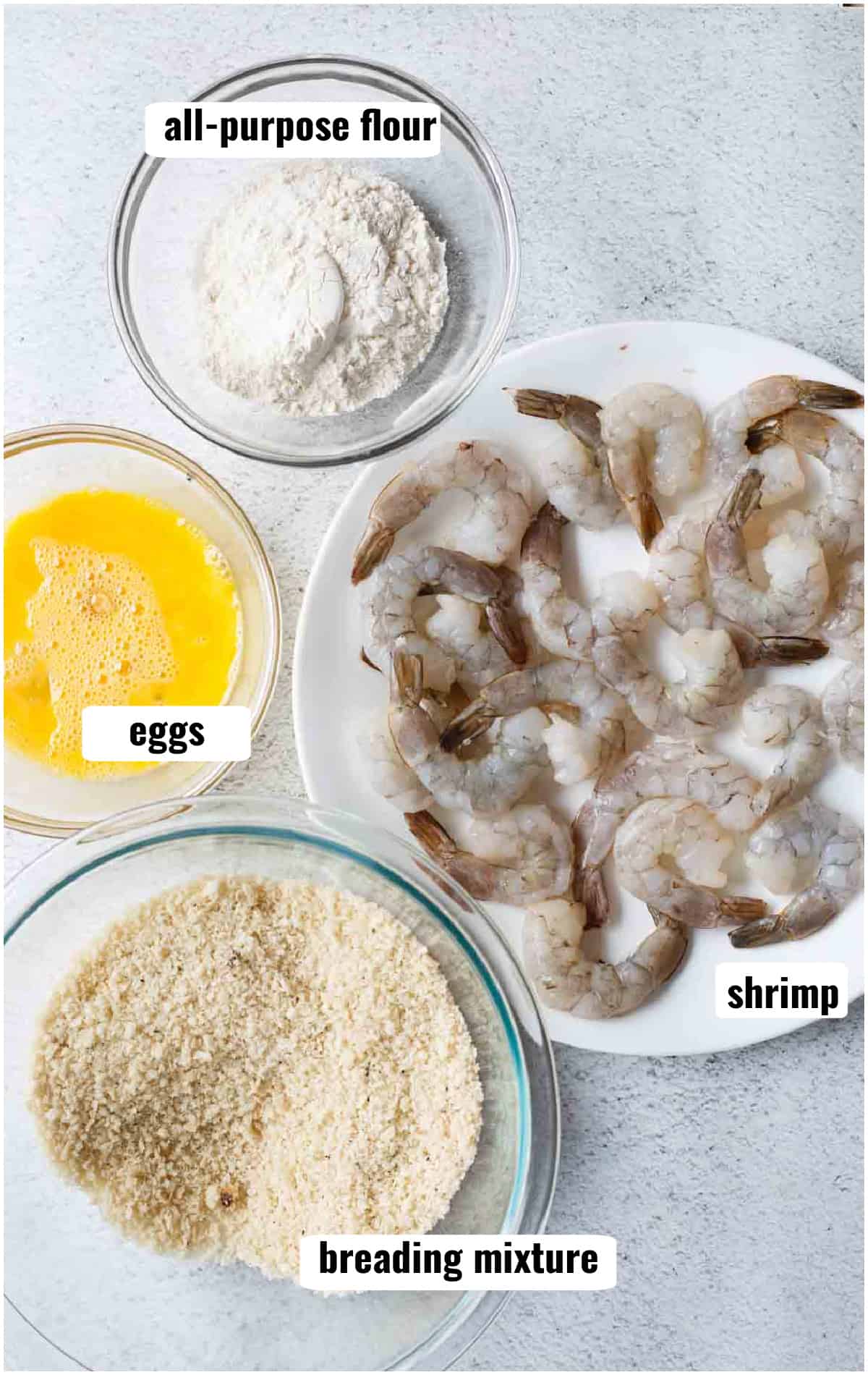 All the ingredients to make this fried shrimp recipe.