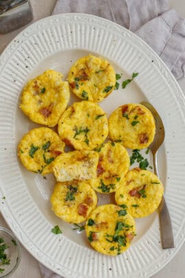 A plate with the homemade egg bites.
