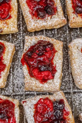 Mini danishes topped with a homemade berry sauce.