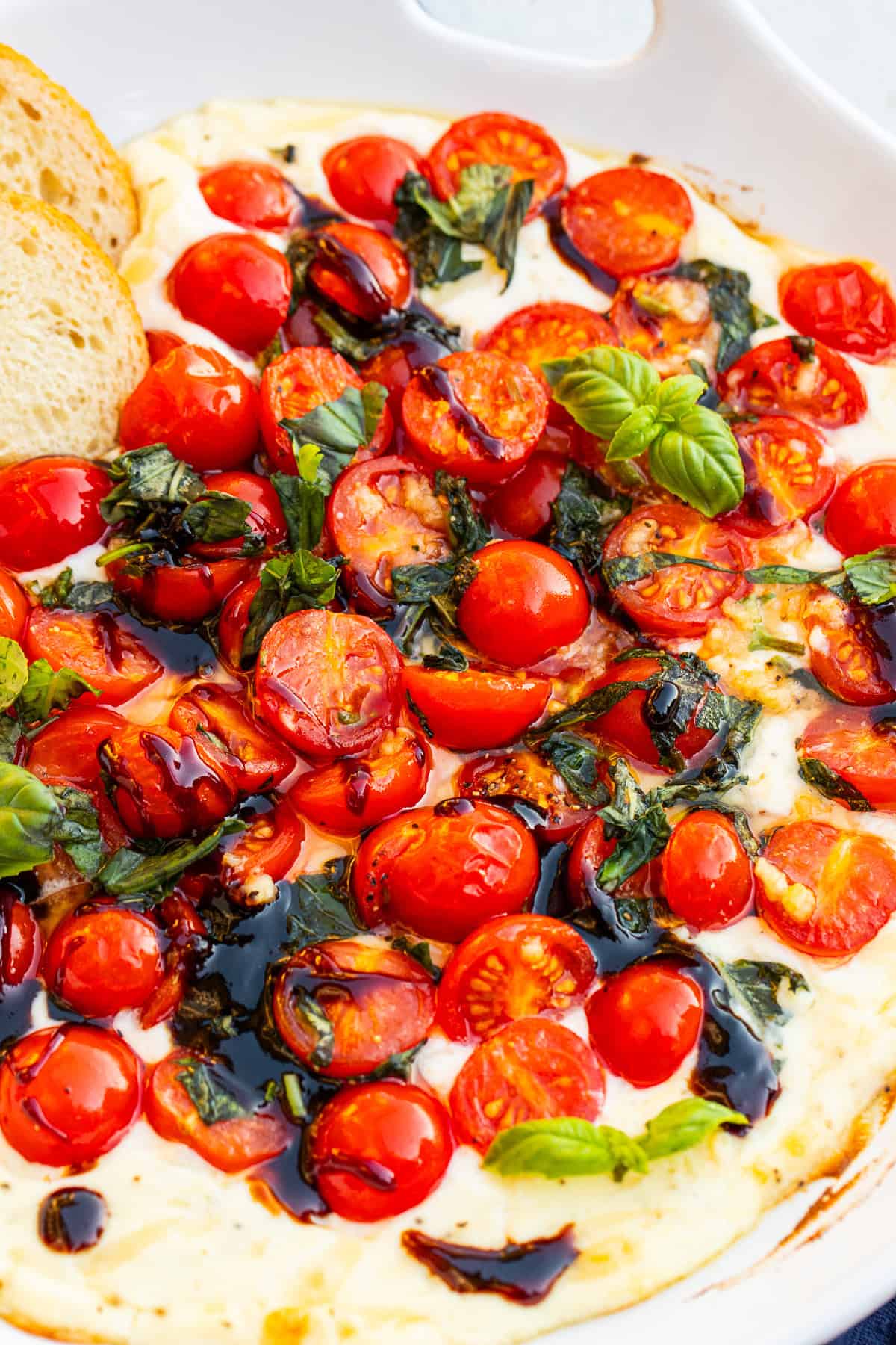 This easy and delicious cheese dip is topped with roasted tomatoes and makes for the best starter. Roasted bruschetta on a cheesy ricotta spread.