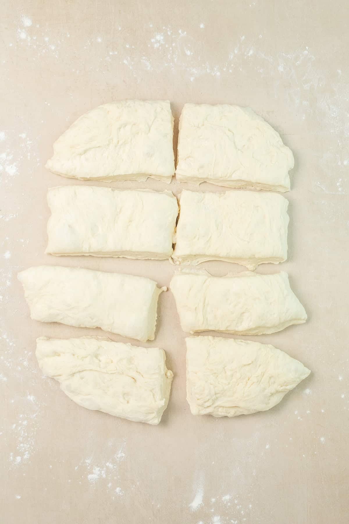 Ciabatta Bread Rolls for Sandwiches The cut ciabatta loaves.