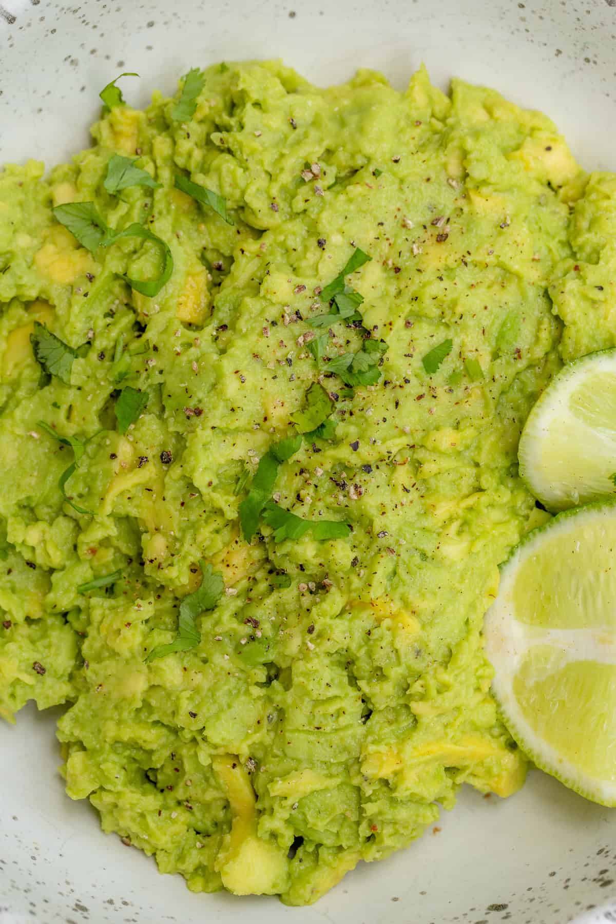 Homemade Avocado Spread for Sandwiches Chunky avocado spread in a bowl.