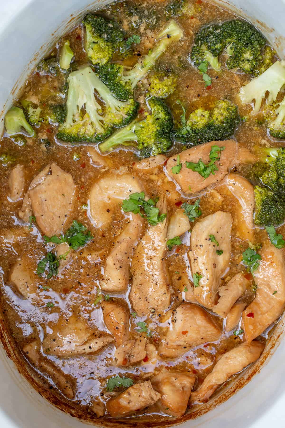 Slow-cooked teriyaki chicken with broccoli in a homemade sweet and savory teriyaki sauce. A teriyaki chicken cooked in the crockpot.
